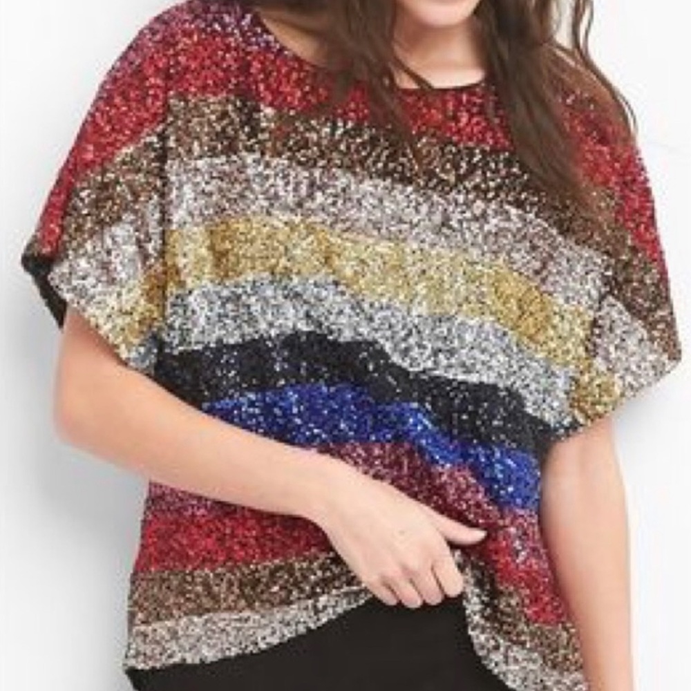 Gap Color Block Sequin Top Size S/M - image 2